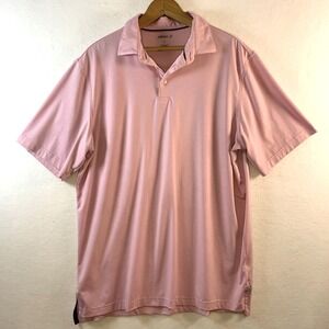 Johnnie-O Men Striped Performance Polo Large Pink  Logo Stretch Coastal Golf